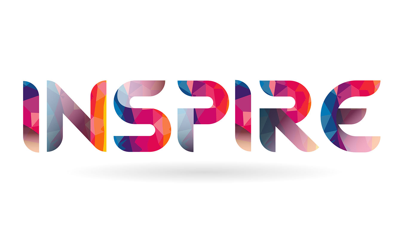 Inspire is in the middle as word with a white background